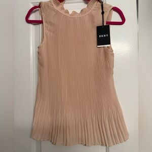 NWT DKNY Women's Blush Pleated Blouse size P/S